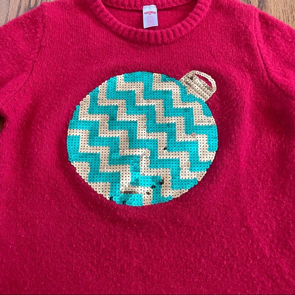 Christmas Sweater Red Gold Green Sequin Ornament Women’s Small 4-6 - Picture 3 of 7